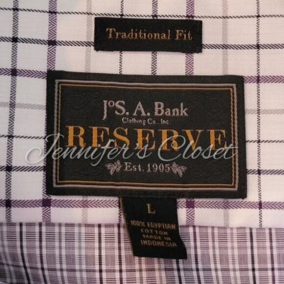 Jos. A. Bank Reserve NWT Men's Traditional Fit Purple Plaid Dress Shirt Size L - Picture 5 of 8